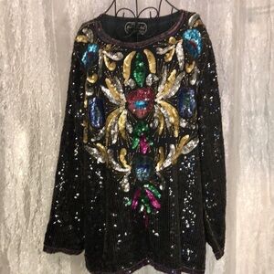 Vintage 80s JOSEPH LE BON silk blouse Flawed 1x- see photos